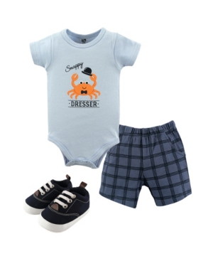 Hudson Baby Bodysuits Shorts and Shoes 3-Piece Set 0-18 Months