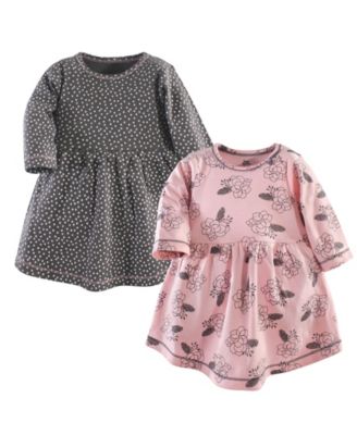Yoga Sprout Baby Girls Comfy Warm All-Day Long Sleeve Dress 2Pk - Feather floral 23$