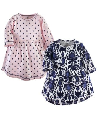 Yoga Sprout Baby Girls Comfy Warm All-Day Long Sleeve Dress 2Pk - Ikat