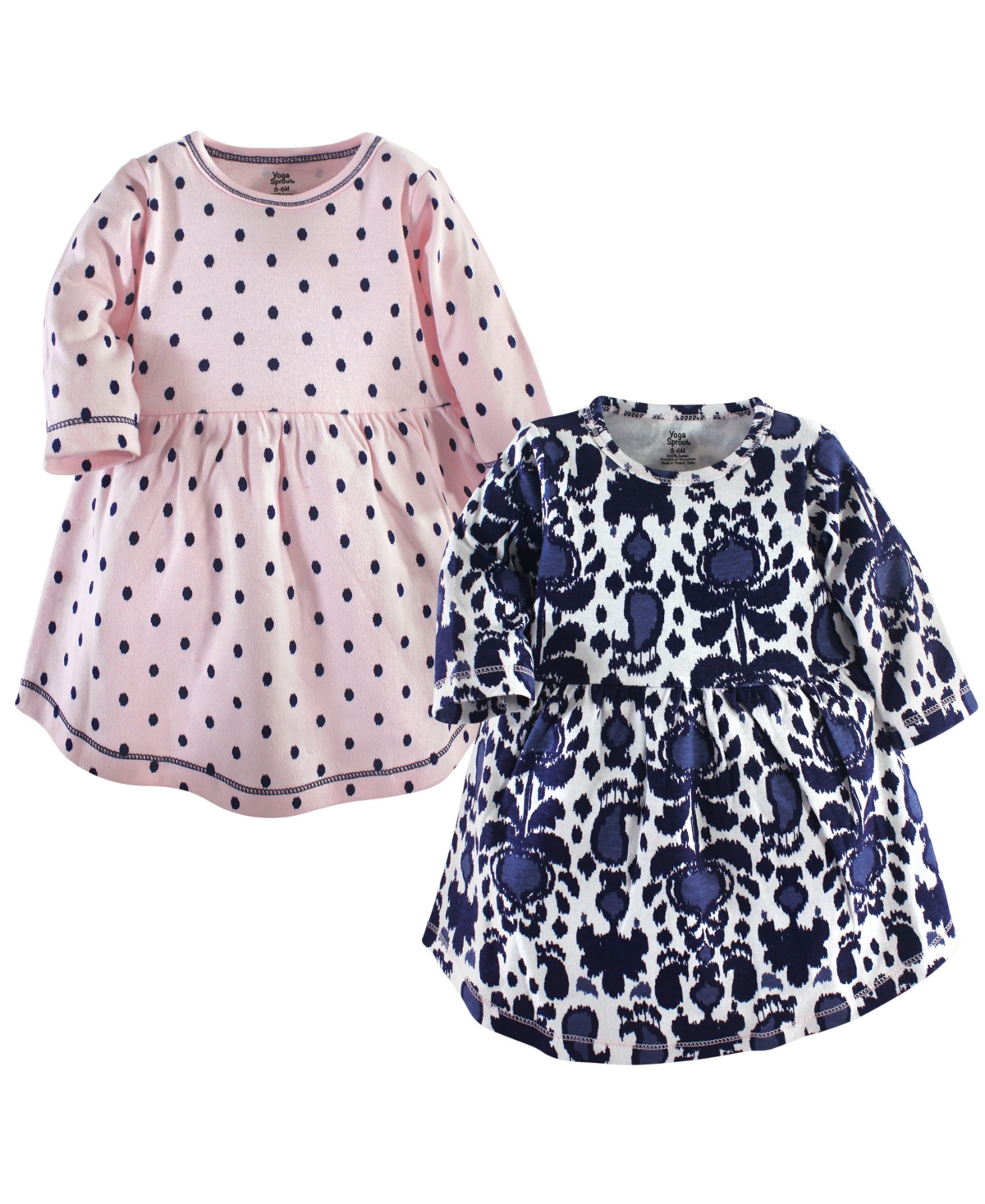 Yoga Sprout Toddler Girls Cotton Long-Sleeve Dresses 2pk, Ikat, 2 - Ikat