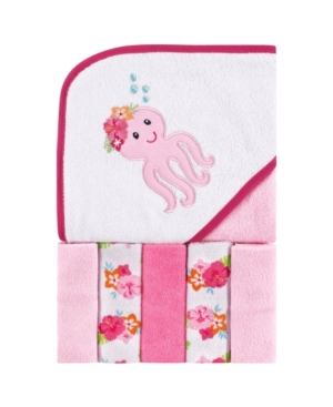 Luvable Friends Hooded Towel with Washcloths 6-Piece Set One Size