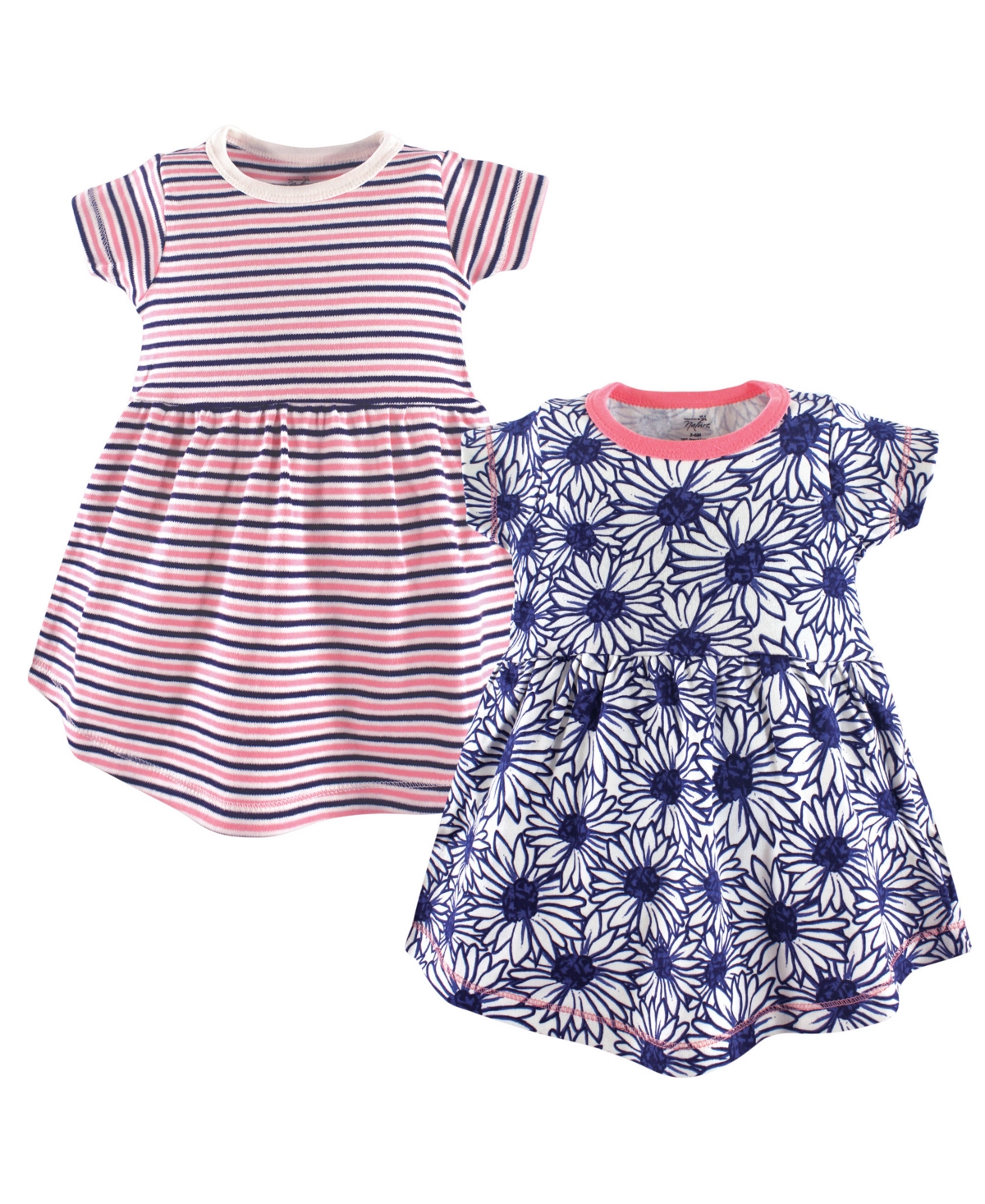Touched by Nature Toddler Girls Organic Cotton Short-Sleeve Dresses 2pk, Daisy, 3 - Daisy