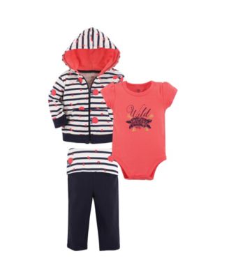 Yoga Sprout Baby Girls Cotton Hoodie, Bodysuit or Tee Top, and Pant - Wild Floral