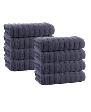Enchante Home Vague Turkish Cotton 8-pc. Hand Towel Set In Dark Grey