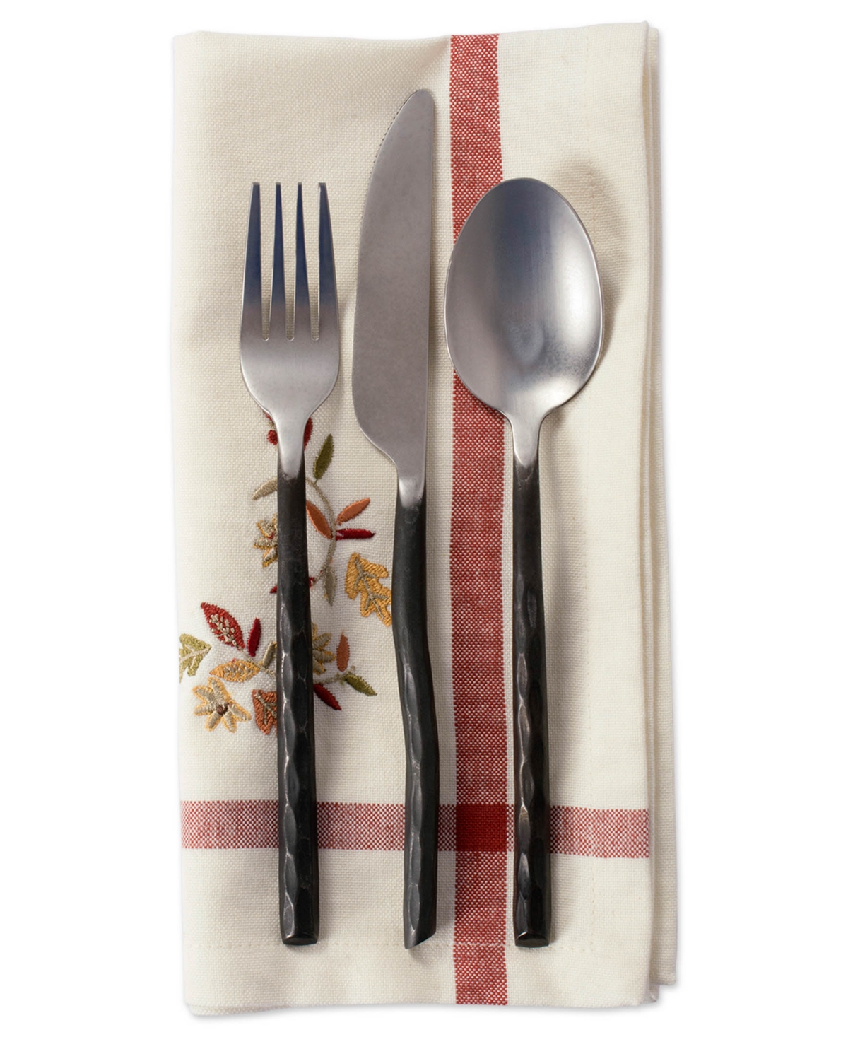 Embroidered Fall Leaves Corner with Border Napkin, Set of 6