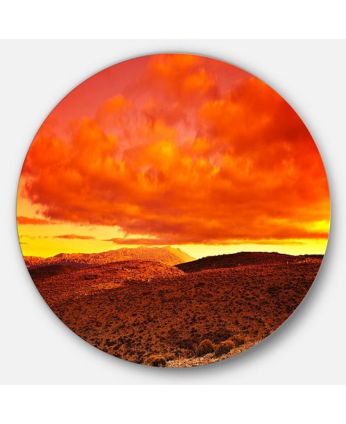 Designart Dramatic Red Sunset At Desert Extra Large Wall Art Landscape 23 X 23