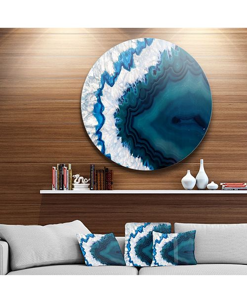 Design Art Designart Blue Brazilian Geode Disc Abstract Metal
