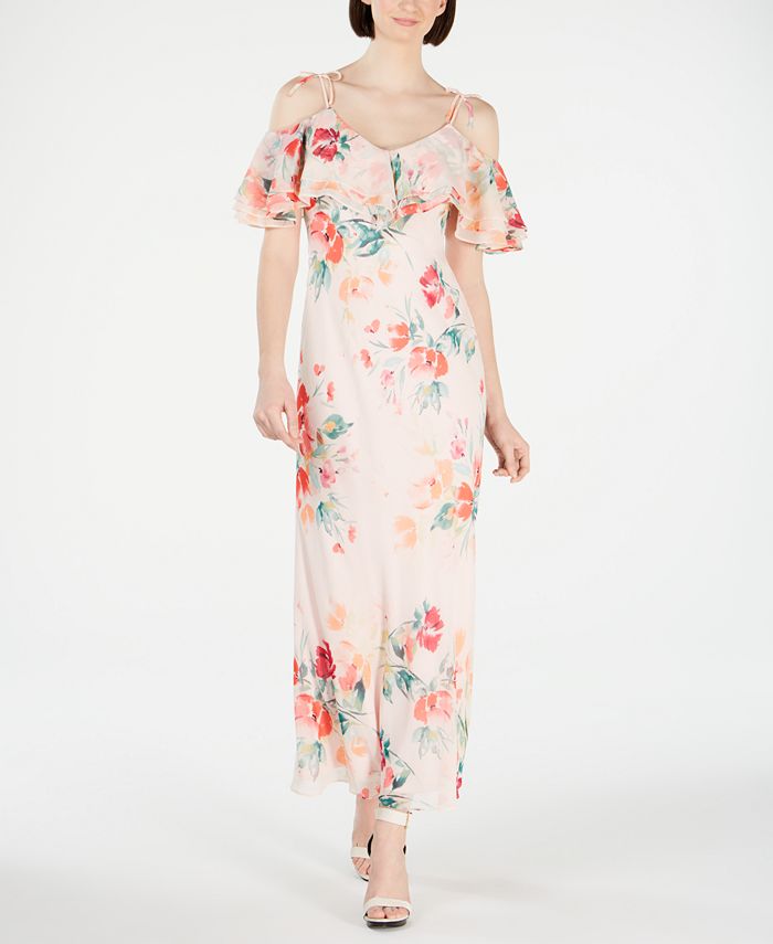 Calvin Klein Floral Printed Cold-Shoulder Maxi Dress & Reviews - Dresses -  Women - Macy's