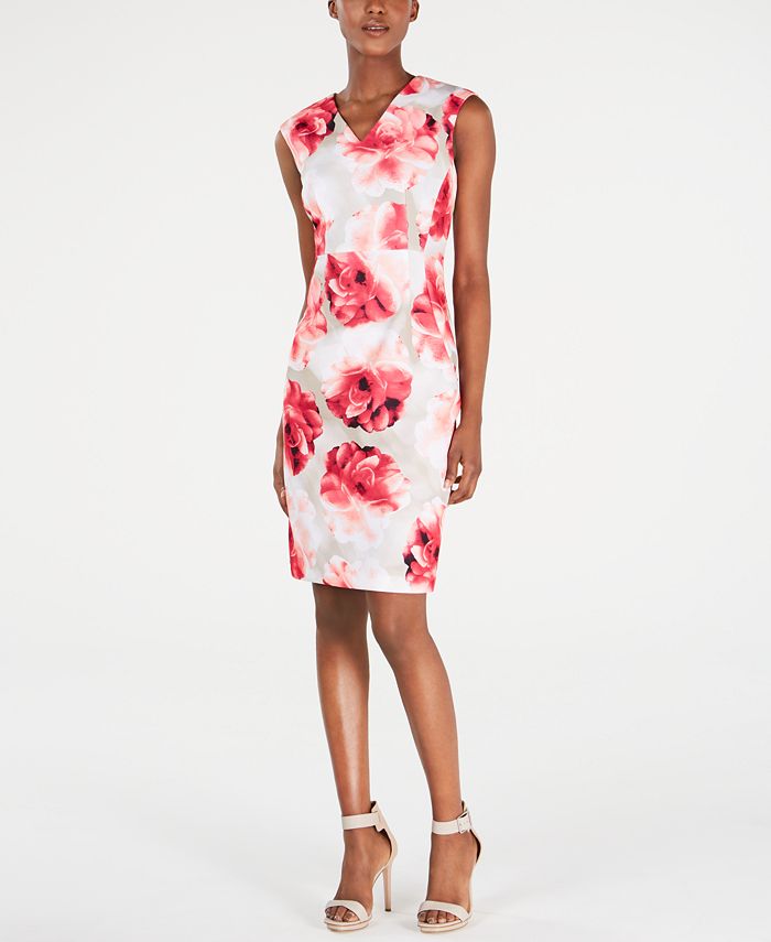Calvin Klein Petite Floral-Print Sheath Dress & Reviews - Dresses - Petites  - Macy's