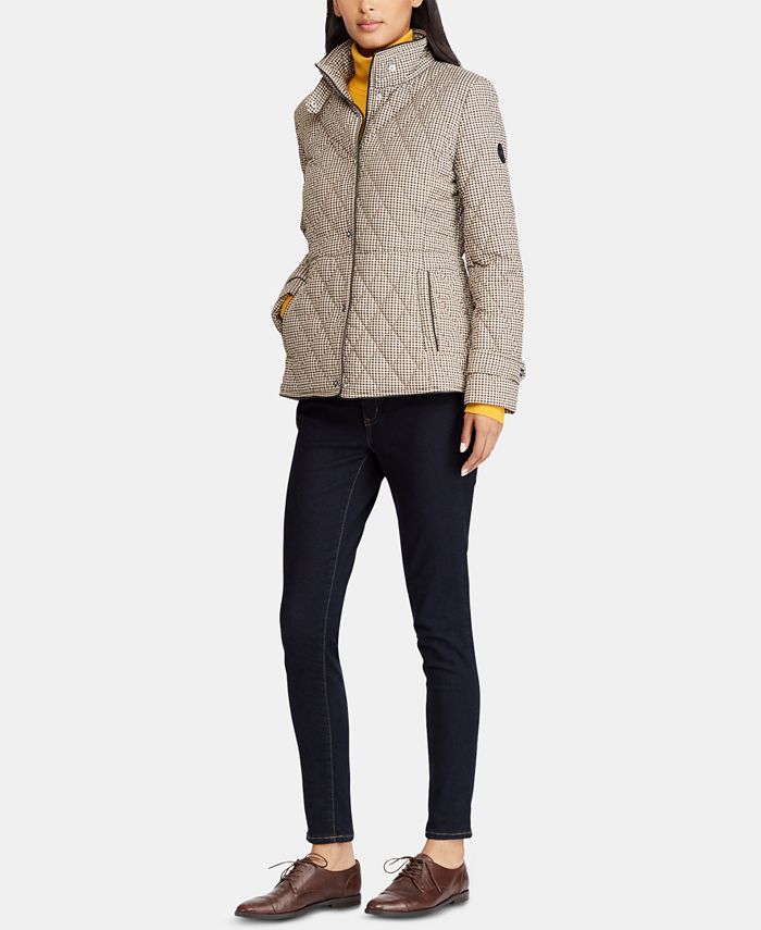 Lauren ralph lauren quilted houndstooth jacket sales