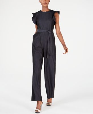 calvin klein ruffle sleeve jumpsuit