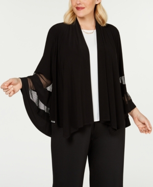 R & M Richards Plus Size Illusion-Trim Jacket