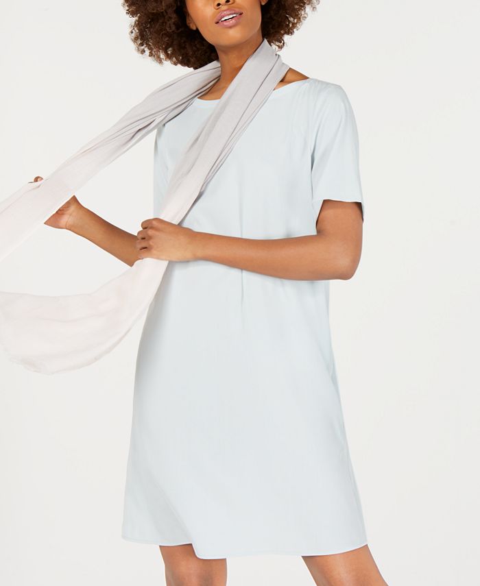 Eileen Fisher Boat-Neck Tencel® and Recycled Polyester T-Shirt Dress ...
