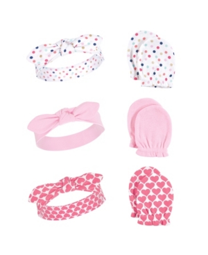 Little Treasure Baby Girl Headband And Scratch Mittens, 6-piece Set In Confetti