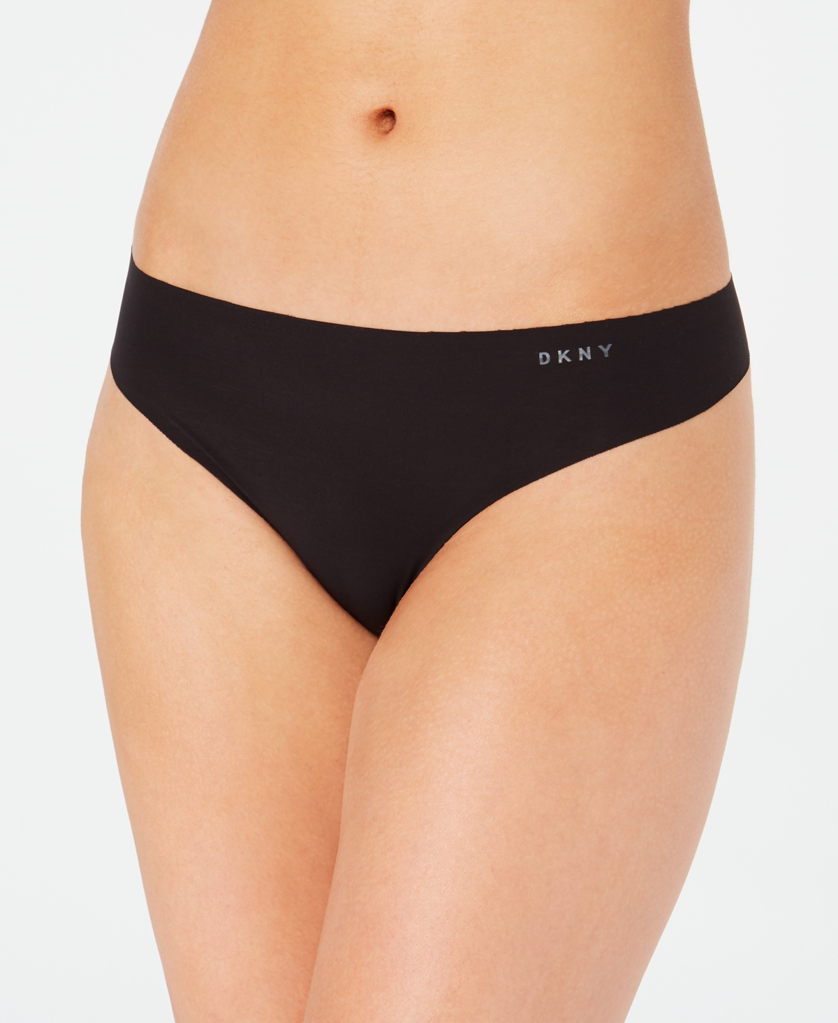 Dkny Litewear Cut Anywear Logo Thong Underwear Dk5026 In Black,graphite