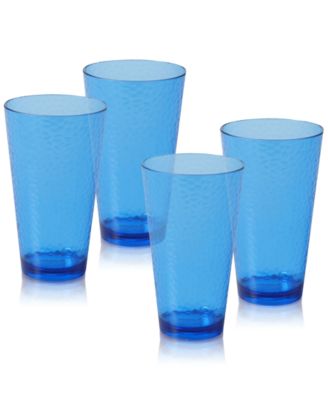 Certified International - Large Blue Acrylic Tumblers, Set of 4