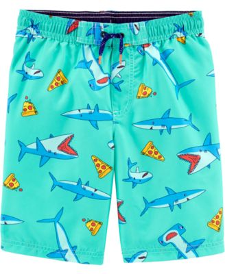boys shark swim trunks
