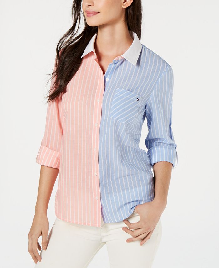 Tommy Hilfiger Cotton Two-Tone Striped Shirt, Created for Macy's 