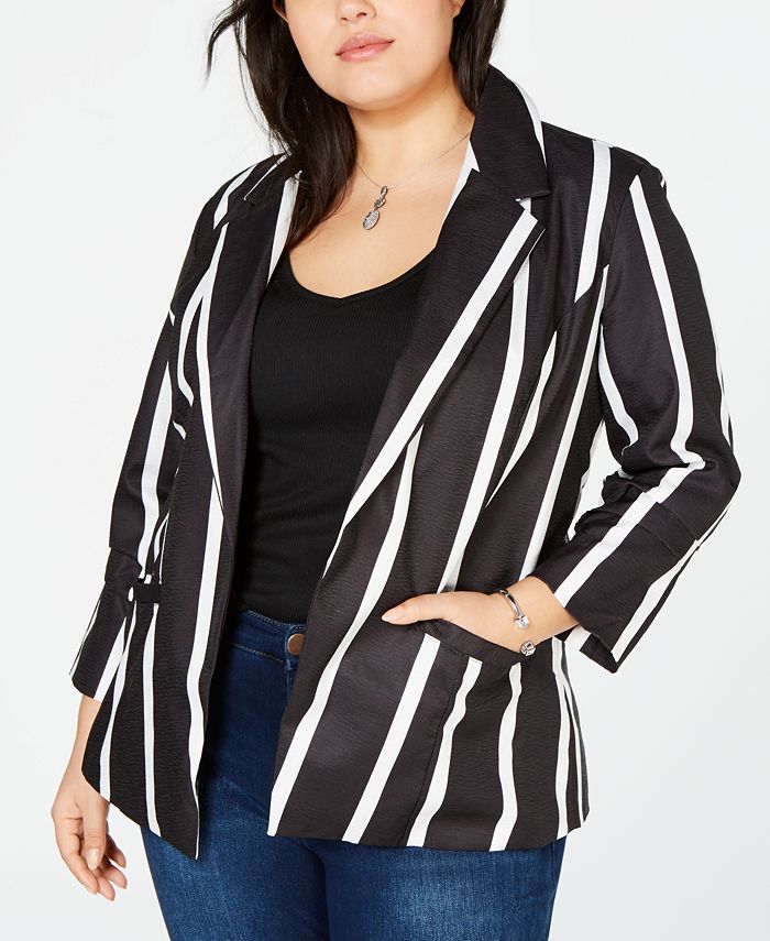 Say What? Trendy Plus Size Striped Blazer Macy's