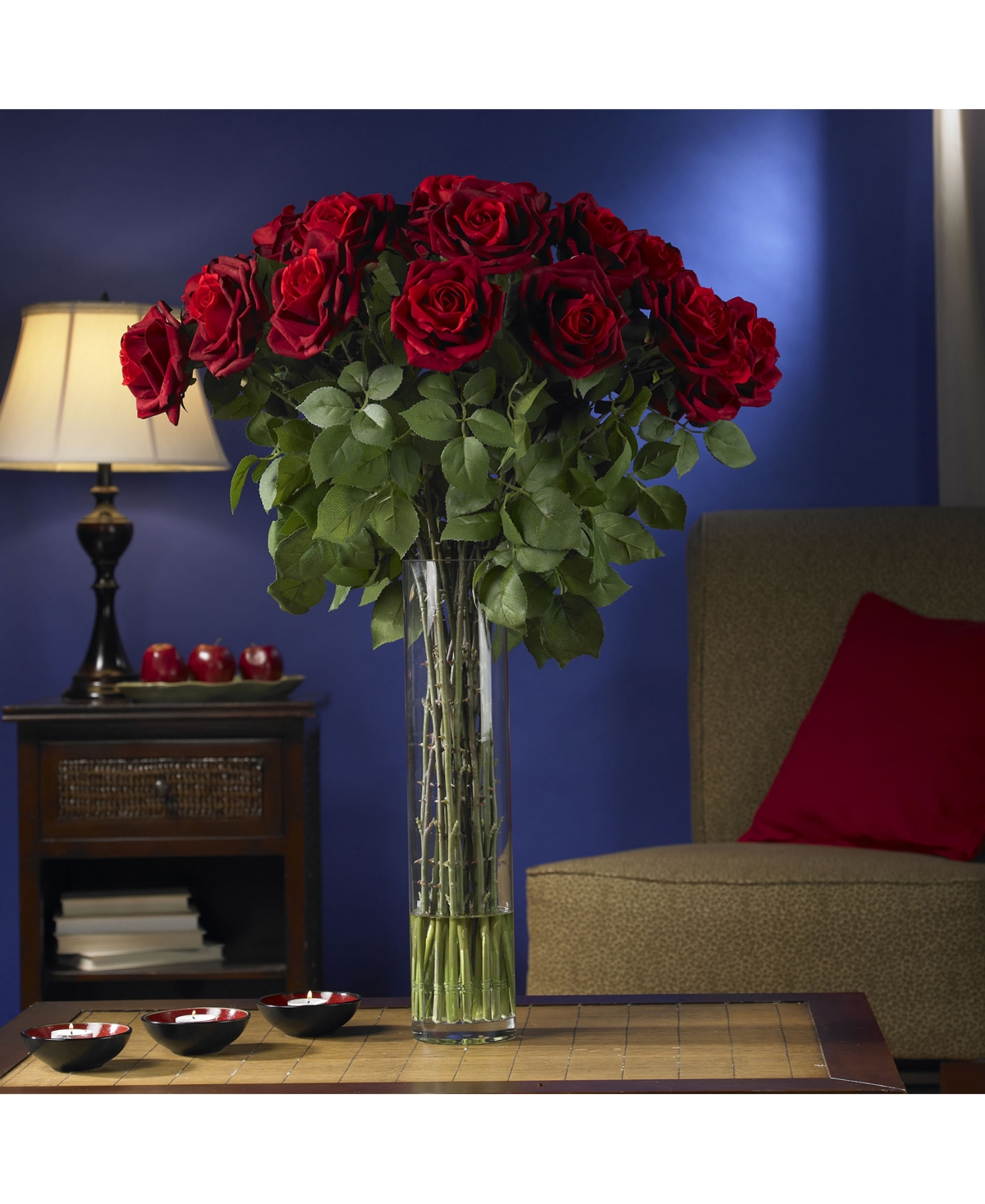 NEARLY NATURAL LARGE ROSE SILK FLOWER ARRANGEMENT 