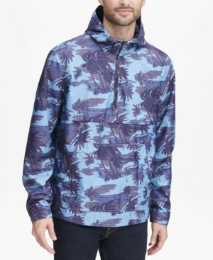 Levi's Men's Water-resistant Palm-print 1/2-zip Jacket In Blue