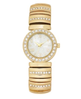 Charter Club - Women's Gold-Tone Pav&eacute; Accent Stretch Bracelet Watch 30mm