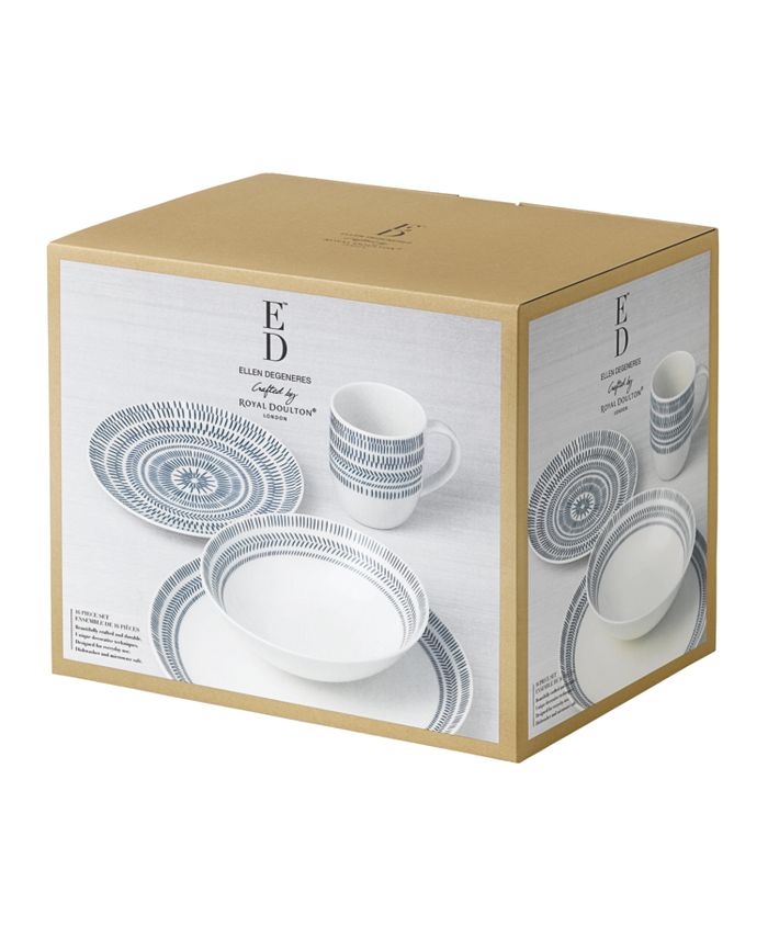 ED Ellen Degeneres Crafted by Royal Doulton Chevron 16Piece Dinnerware