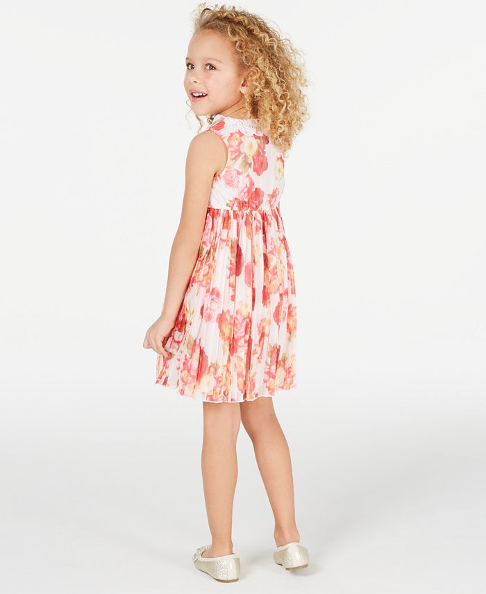 Blueberi Boulevard Little Girls Lace-Collar Floral-Print Dress - Macy's