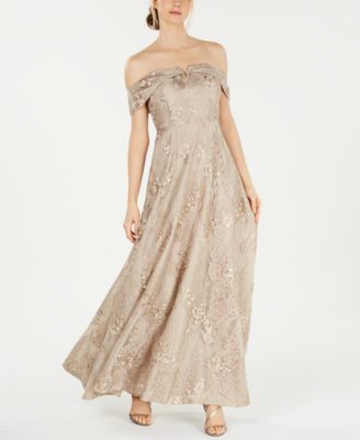 Calvin Klein - Lace Off-The-Shoulder Gown
