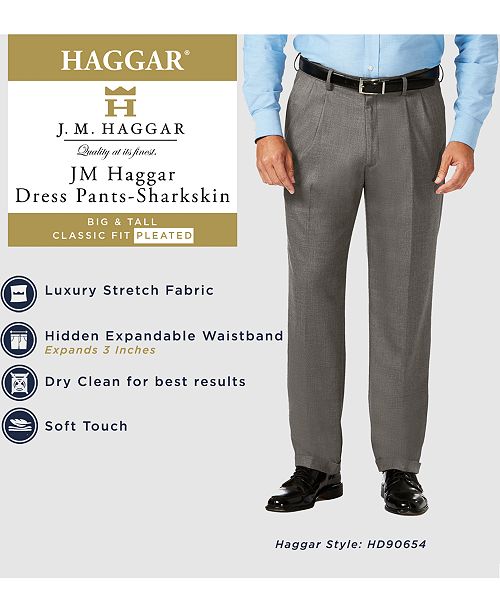 Haggar J.M. Big & Tall Classic Fit Stretch Sharkskin Pleated Dress