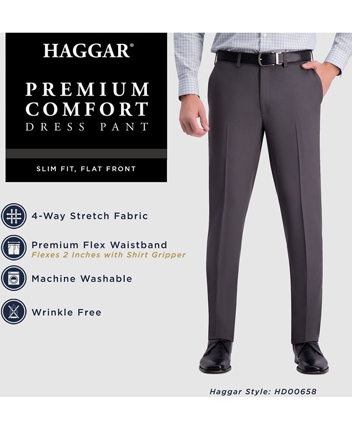 Haggar Men's Premium Comfort SlimFit Performance Stretch FlatFront