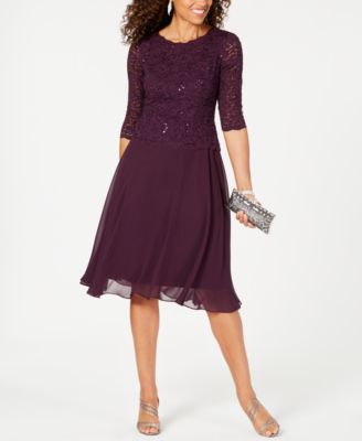 Sequined Lace Contrast Dress