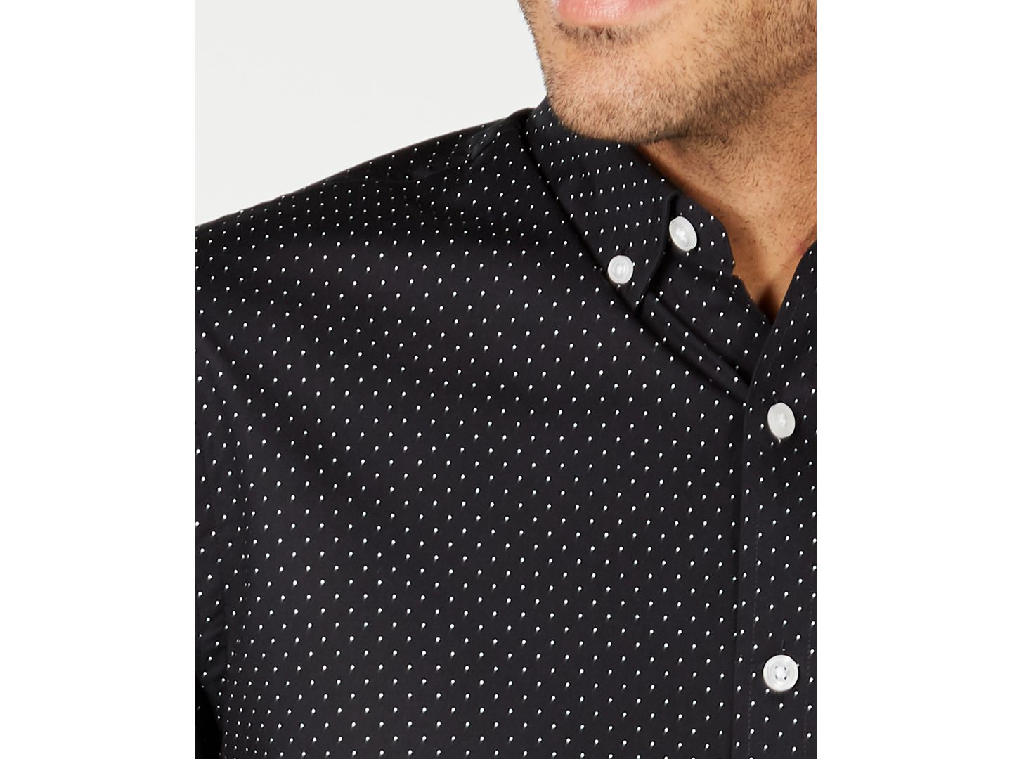 Мужская рубашка Club Room Micro Dot Print Stretch Cotton, цвет: Чёрный — фото 2
