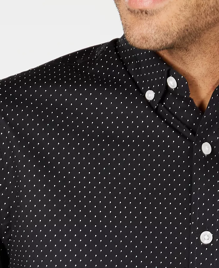 Men's Micro Dot Print Stretch Cotton Shirt - thumbnail 6