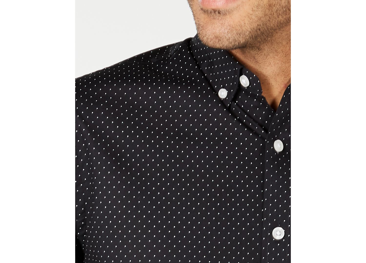 Men's Micro Dot Print Stretch Cotton Shirt