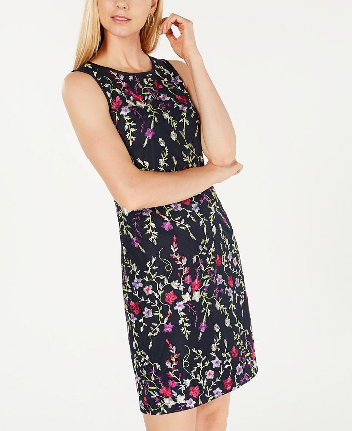 Jessica Howard Petite Floral Embroidered Illusion Dress Macy's