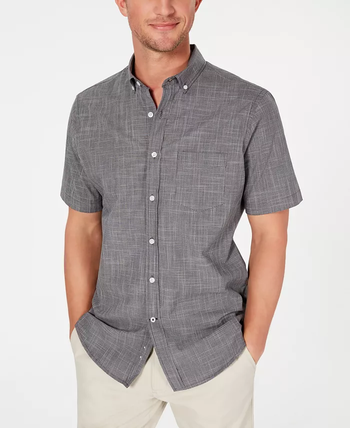 Men's Texture Check Stretch Cotton Shirt