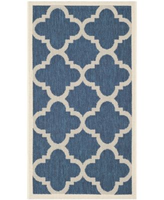 Courtyard CY6243 Navy and Beige 5'3" x 7'7" Sisal Weave Outdoor Area Rug