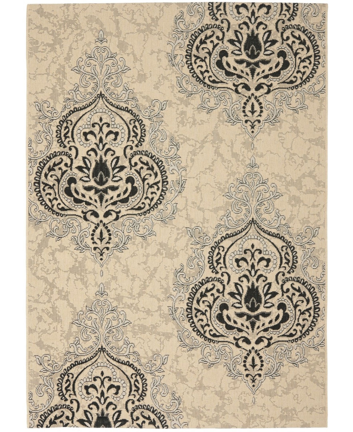 Safavieh Courtyard Creme and Black 9' x 12' Outdoor Area Rug - Cream