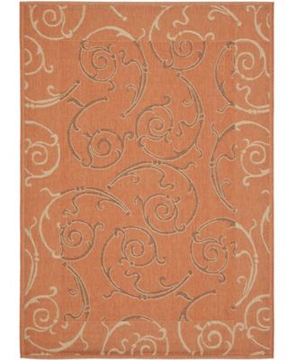 Courtyard CY7108 Terracotta and Cream 5'3" x 7'7" Outdoor Area Rug
