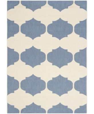 Courtyard CY6162 Beige and Blue 5'3" x 7'7" Outdoor Area Rug