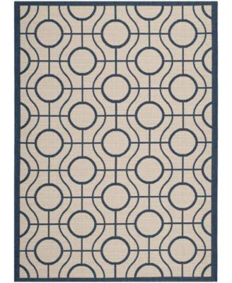Courtyard CY6115 Beige and Navy 5'3" x 7'7" Sisal Weave Outdoor Area Rug