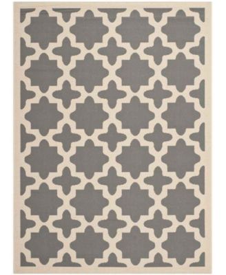 Courtyard CY6913 Anthracite and Beige 5'3" x 7'7" Sisal Weave Outdoor Area Rug