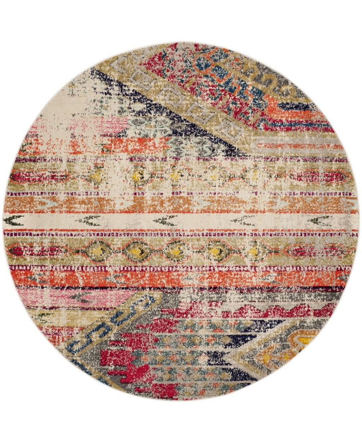 Safavieh Monaco 9' x 9' Round Area Rug - Light Grey/Multi