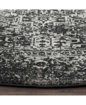 Evoke Black and Gray 5'1" x 5'1" Round Area Rug