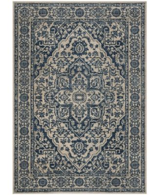 Brentwood BNT832 Navy and Light Gray 5'3" x 7'6" Area Rug
