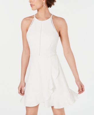 Speechless Girls Sleeveless Shift Party Dress With Marabou Trim - Knee Length Formal Dress