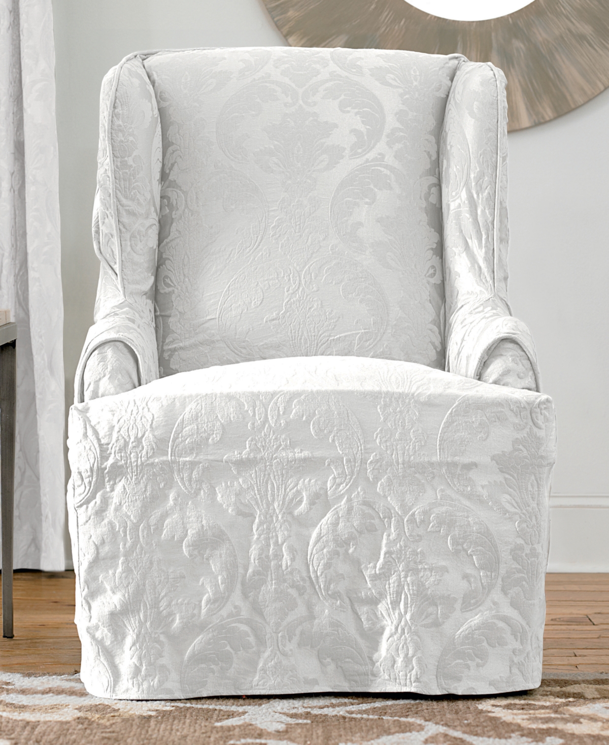 DAMASK DINING CHAIR COVERS WHITE AND IVORY GOOD QUALITY LIVING ROOM CHAIRS 