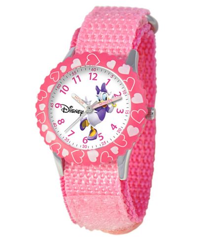Disney Watch, Kid's Daisy Duck Time Teacher Pink Velcro Strap 31mm W000146