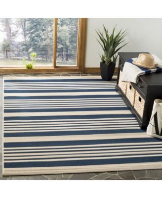 Courtyard CY6062 Navy and Beige 5'3" x 7'7" Sisal Weave Outdoor Area Rug
